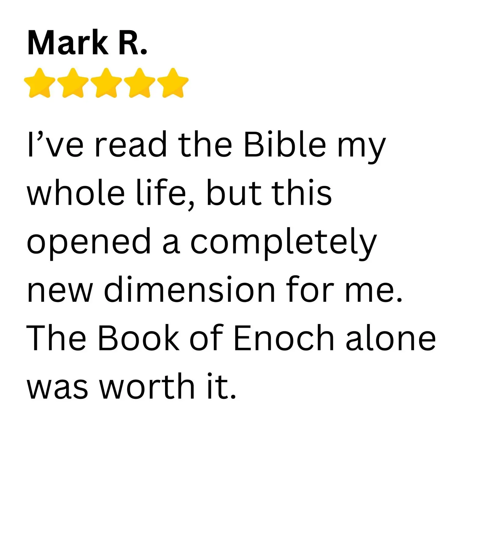 Five-star customer review from Mark R.